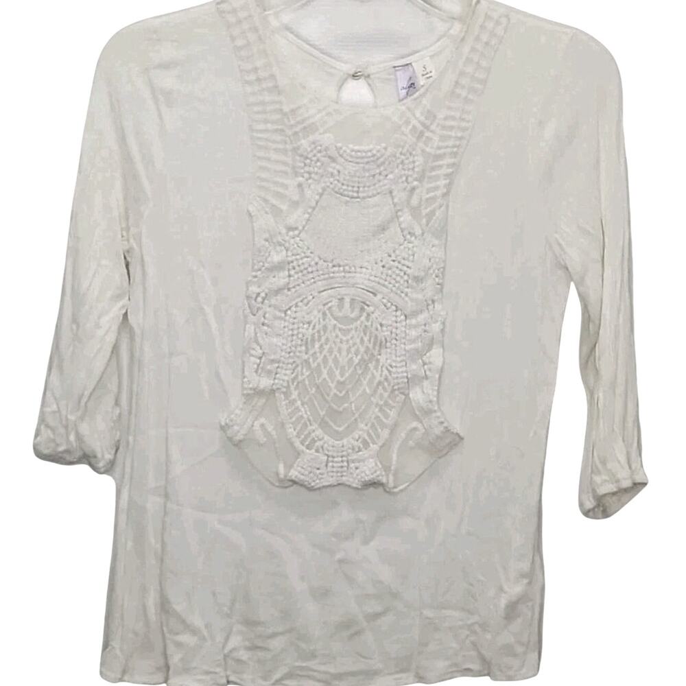 Coastal Boho Alya White Crocheted Tunic Top S Hippie Beach Festival Granola Girl